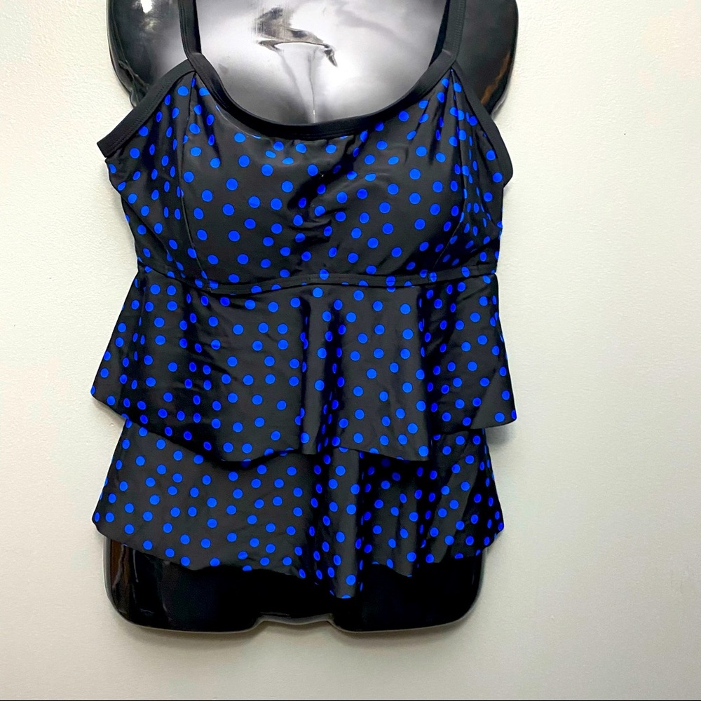 Swimsuit for all Black & Royal blue polka dot tank